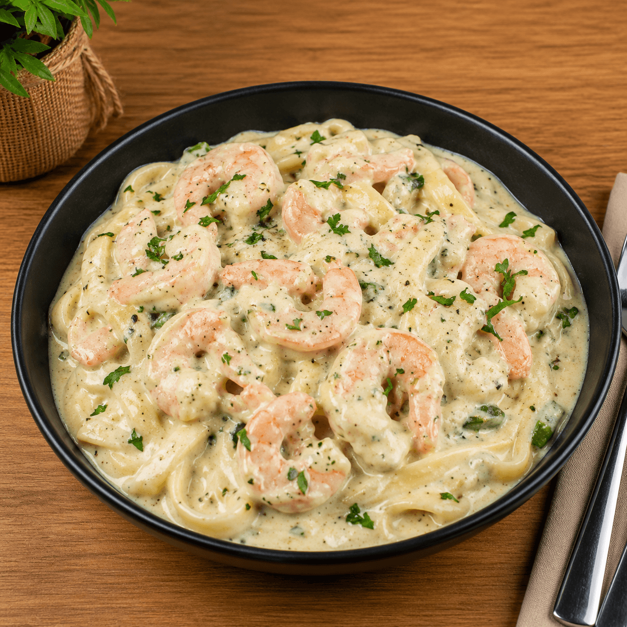 Garlic Prawn with Fettuccine